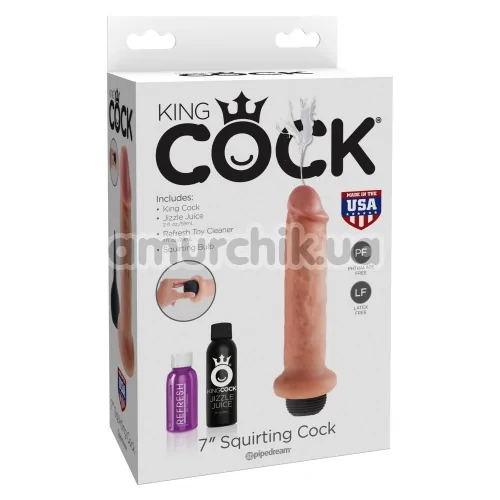 Фалоімітатор з еякуляцією King Cock 7 Squirting Cock, тілесний