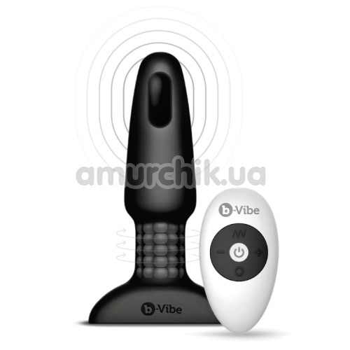 Анальная пробка с вибрацией и ротацией B-Vibe Rimming Plug 2, черная - Фото №1