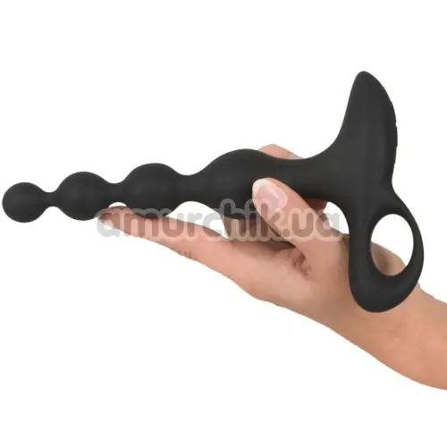 Анальний ланцюжок з вібрацією Black Velvets Rechargeable Anal Beads, чорний