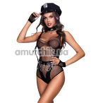 Костюм полицейской JSY Sexy Lingerie 6867, черный: боди + фуражка + чокер + перчатки - Фото №1