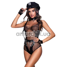 Костюм поліцейської JSY Sexy Lingerie 6867, чорний: боді + кашкет + чокер + рукавички - Фото №1