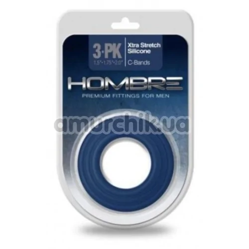 Набор эрекционных колец Hombre Xtra Stretch Silicone C-Bands, синий