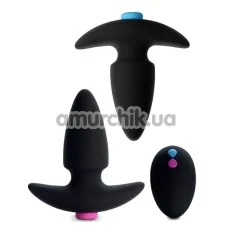 Набір з 2 анальних пробок з вібрацією FeelzToys FunkyButts, чорний - Фото №1