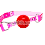 Кляп DS Fetish Neon Ball Gag, розово-красный - Фото №1