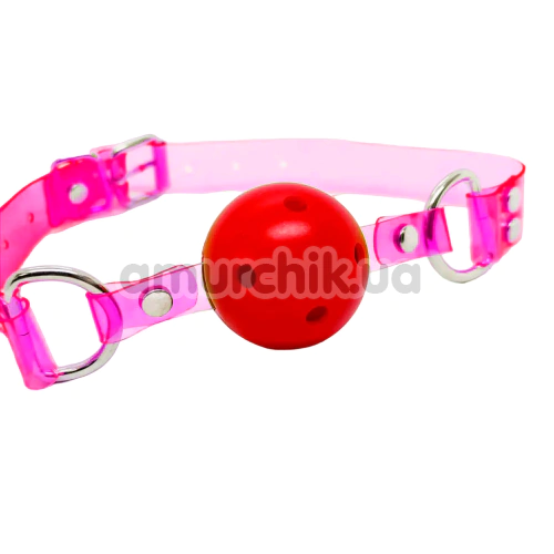 Кляп DS Fetish Neon Ball Gag, рожево-червоний - Фото №1
