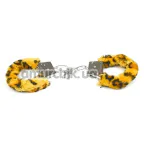 Наручники з леопардовим хутром DS Fetish Handcuffs, срібні - Фото №1