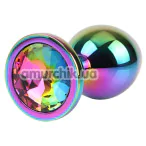 Анальная пробка с радужным кристаллом Matrix Mont Rainbow Gem Metal Plug M, радужная - Фото №1