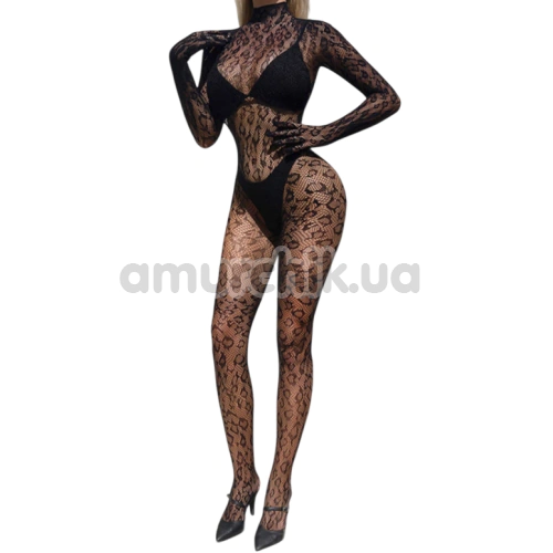 Комбинезон Star Night High Neck Leopard Bodystocking, черный