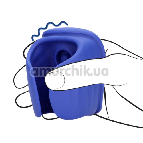 Мастурбатор з вібрацією і пульсацією Loveline Vibrating And Pulse Wave Stroker, синій