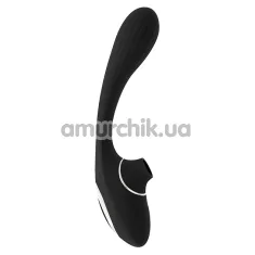 Вибратор с вакуумным стимулятором S Pleasures Premium Dual Suction, черный - Фото №1