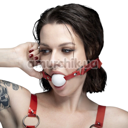 Кляп Feral Feelings Silicon Ball Gag, біло-червоний