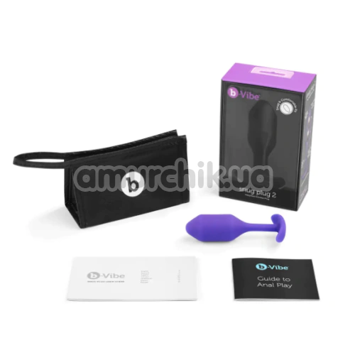 Анальна пробка зі зміщеним центром ваги B-Vibe Snug Plug 2, фіолетова