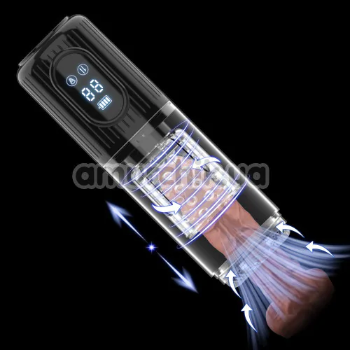 Мастурбатор з поштовхами і ротацією Men's Play Automatic Thrusting Masturbator B2, чорний