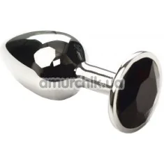 Анальна пробка з чорним кристалом SWAROVSKI Silver Black Diamond Small, срібна - Фото №1