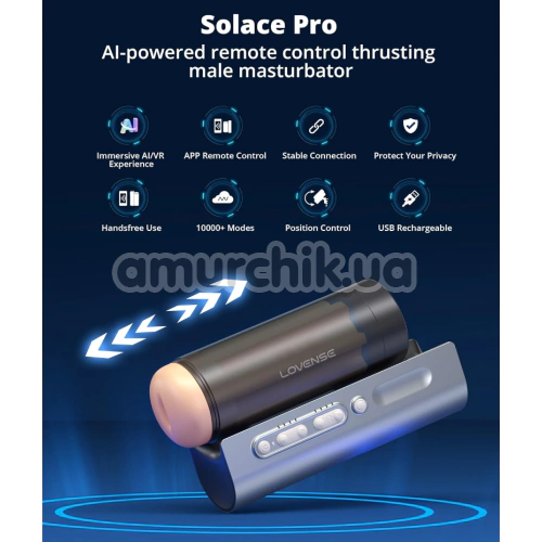 Мастурбатор з поштовхами Lovense Solace Pro, чорний
