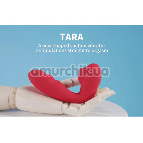 Вибратор с вакуумным стимулятором BeYourLover Tara, красный