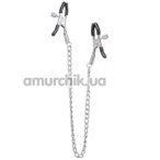 Затискачі для сосків з ланцюжком Lucky Bay Nipple Play Thin Chain Metall, срібні - Фото №1