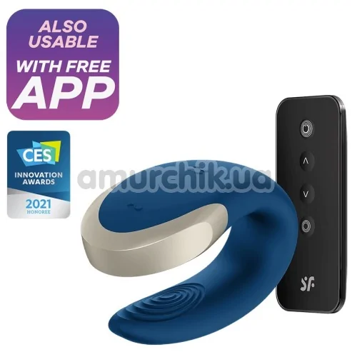 Вібратор Satisfyer Double Love Luxury Partner Vibrator, синій