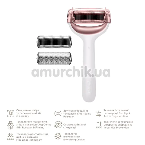 Массажер-роллер для лица и тела с микроиглами Geske MicroNeedle Face & Body Roller 8 in 1, кремовый
