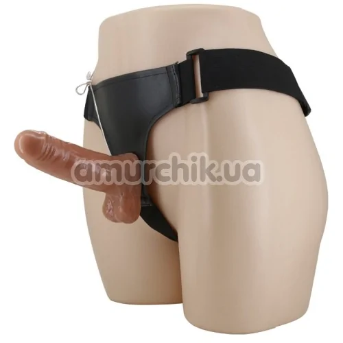 Страпон с вибрацией Ultra Passionate Harness Realdeal Penis Strap On, коричневый
