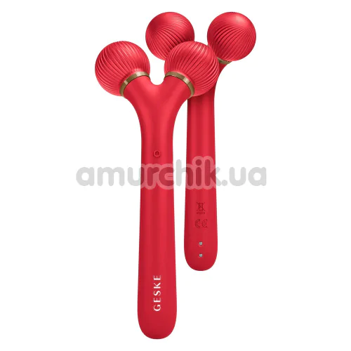 Ультразвуковий масажер для обличчя Geske Sonic Facial Roller 4 in 1, червоний