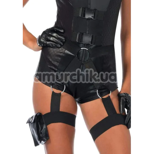 Костюм полицейской Leg Avenue Flirty Five-0 Cop Costume, черный: комбинезон + портупея + фуражка