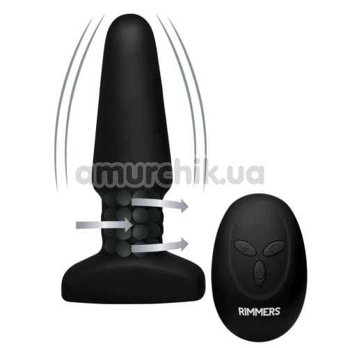 Анальная пробка с вибрацией и ротацией Rimmers Slim R, черная