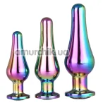 Набір з 3 анальних пробок з мультикольоровим кристалом Gleaming Love Pleasure Plug Set, мультикольоровий - Фото №1