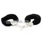 Наручники з чорним хутром DS Fetish Handcuffs, срібні - Фото №1