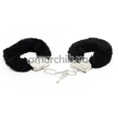 Наручники с черным мехом DS Fetish Handcuffs, серебряные - Фото №1