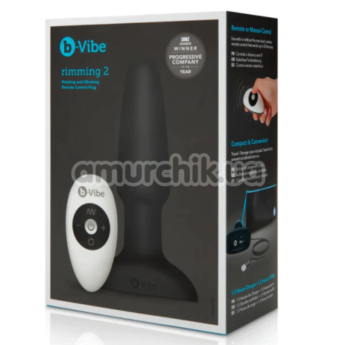 Анальная пробка с вибрацией и ротацией B-Vibe Rimming Plug 2, черная