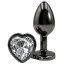 Анальна пробка з прозорим кристалом Alume Metal Heart Plug M, чорна - Фото №1