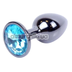 Анальна пробка з блакитним кристалом Exclusivity Jewellery Dark Silver Plug, срібна - Фото №1