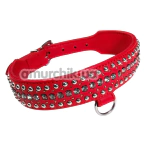 Нашийник DS Fetish Leather Crystal Diamonds, червоний - Фото №1