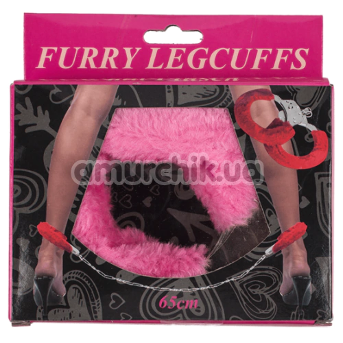 Фиксаторы для ног Furry Leg Cuffs 65 cm, красные