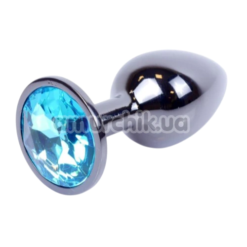 Анальна пробка з блакитним кристалом Exclusivity Jewellery Dark Silver Plug, срібна - Фото №1