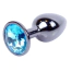 Анальна пробка з блакитним кристалом Exclusivity Jewellery Dark Silver Plug, срібна - Фото №1