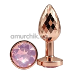 Анальная пробка с розовым кристаллом Alume Metal Textured Plug S, золотая - Фото №1