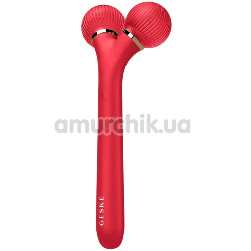 Ультразвуковий масажер для обличчя Geske Sonic Facial Roller 4 in 1, червоний