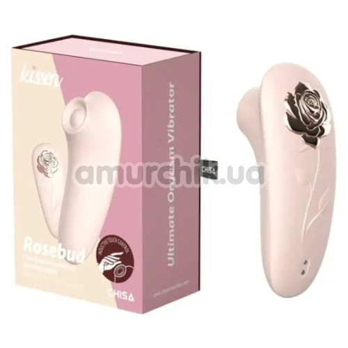 Кліторальний вібратор з пульсацією Kissen Rosebud, світло-рожевий