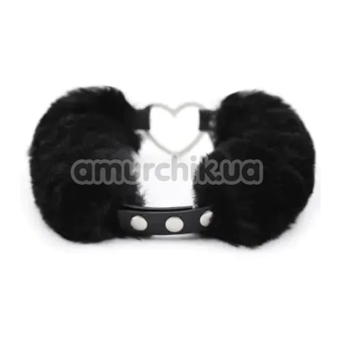 Ошейник с искусственным мехом DS Fetish Collar With Heart, черный