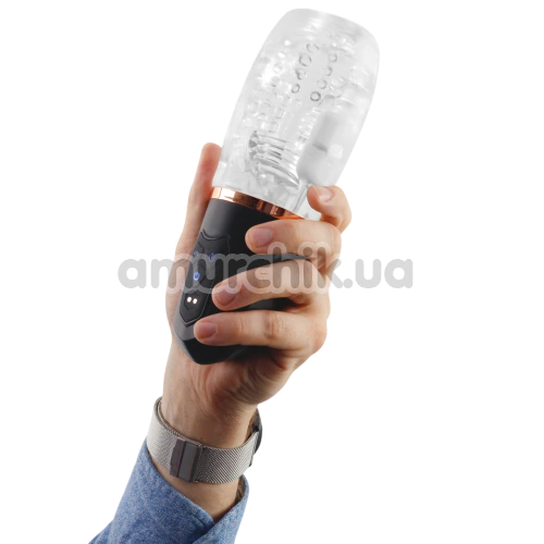 Мастурбатор з вібрацією і всмоктуванням Crushious Quasar, прозорий