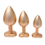 Набор из 3 анальных пробок с прозрачным кристаллом Gleaming Love Pearl Gold Plug Set, золотой - Фото №2