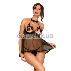 Комплект JSY Sexy Lingerie JS228164, черный: пеньюар + трусики-стринги - Фото №1