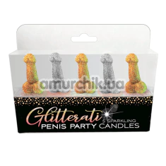 Свічки Glitterati Penis Party Candles, срібно-золоті - Фото №1