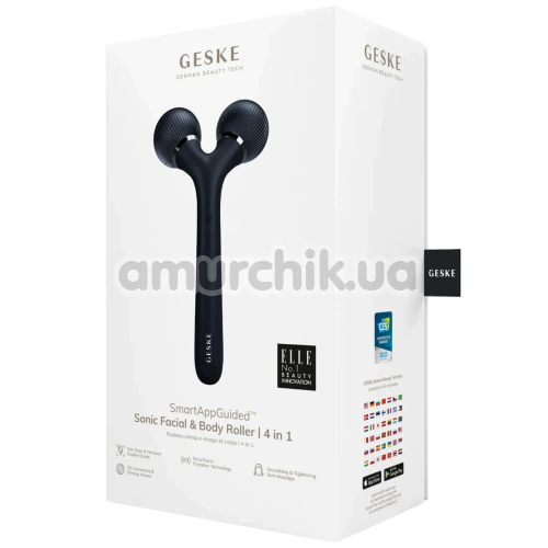 Ультразвуковий масажер Geske Sonic Facial & Body Roller 4 in 1, чорний