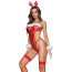 Костюм новогодний JSY Sexy Lingerie 6869, красный: боди + обруч + манжеты + чулки - Фото №1