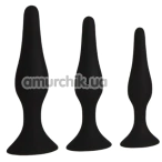 Набор анальных пробок Master Series Triple Spire Tapered Silicone Anal Trainer Set, черный - Фото №1