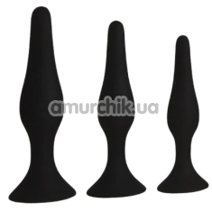 Набір анальних пробок Master Series Triple Spire Tapered Silicone Anal Trainer Set, чорний - Фото №1