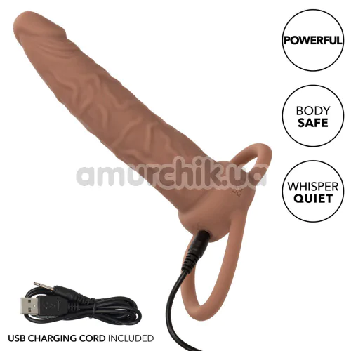 Анальная насадка с вибрацией Performance Maxx Rechargeable Dual Penetrator, коричневая